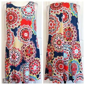 NWT Lamilus Colorful Floral Mandala A-Line Swing Mini Tank Dress